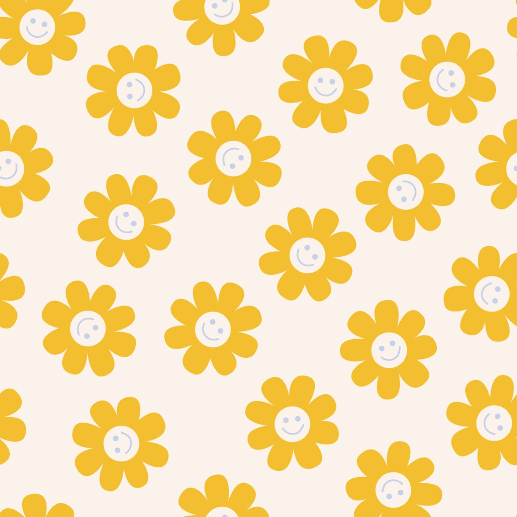 Bright Smiling Sunflower Design for Happy Walls Wallpaper pattern detail