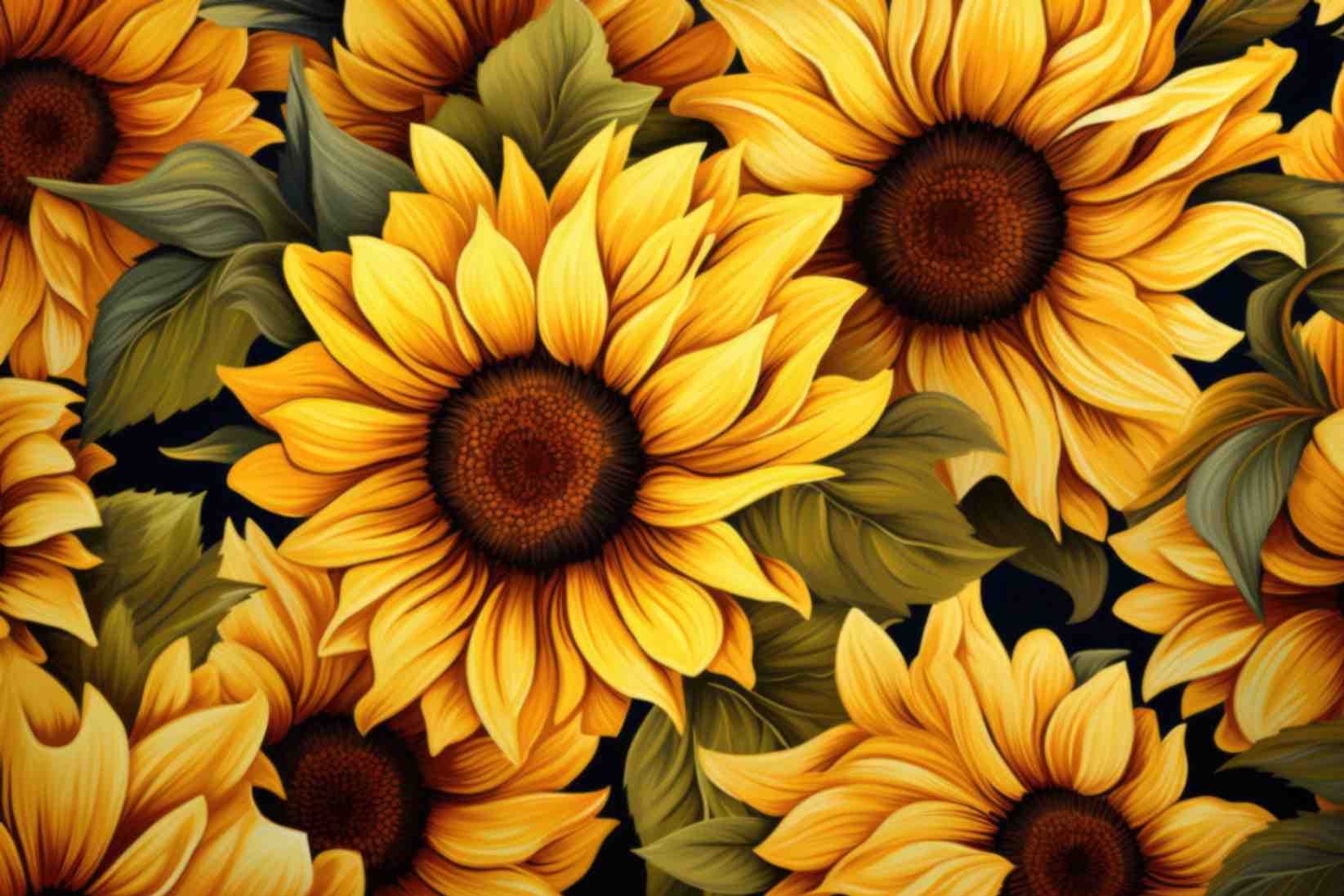 Bright Sunflower Mural Nature Wallpaper pattern detail