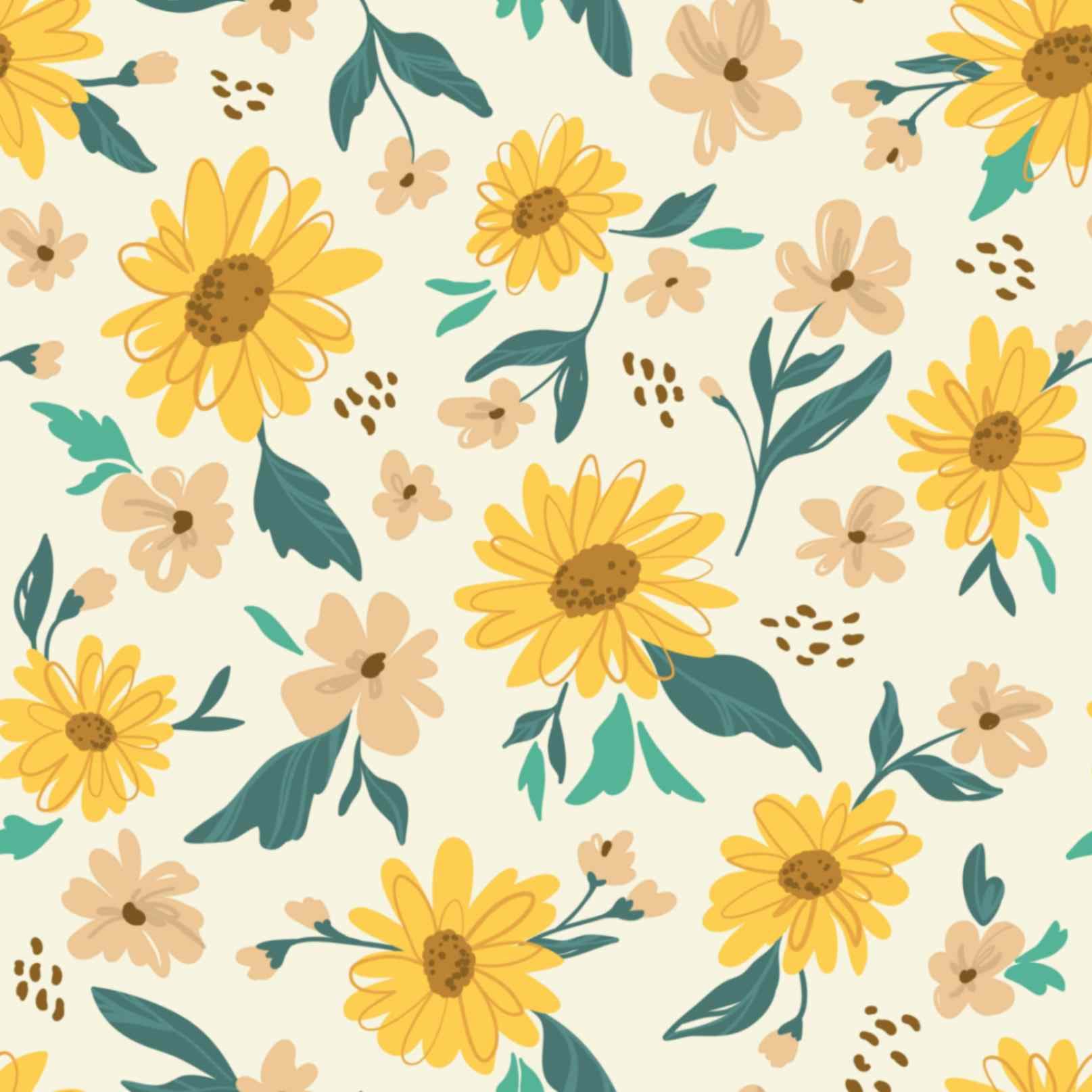 Nature Daisy Field Wall Art Design wallpaper pattern detail