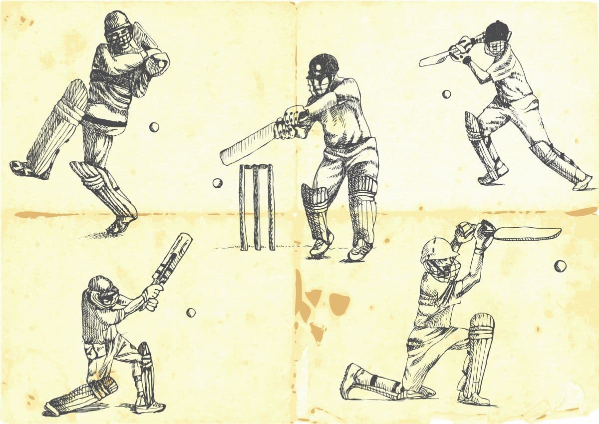 Classic Cricketing Shots Wallpaper Mural pattern detail