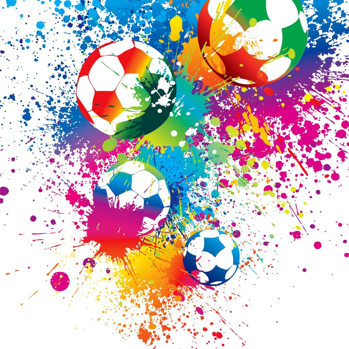 Colorful Footballs Art Wallpaper Mural pattern detail