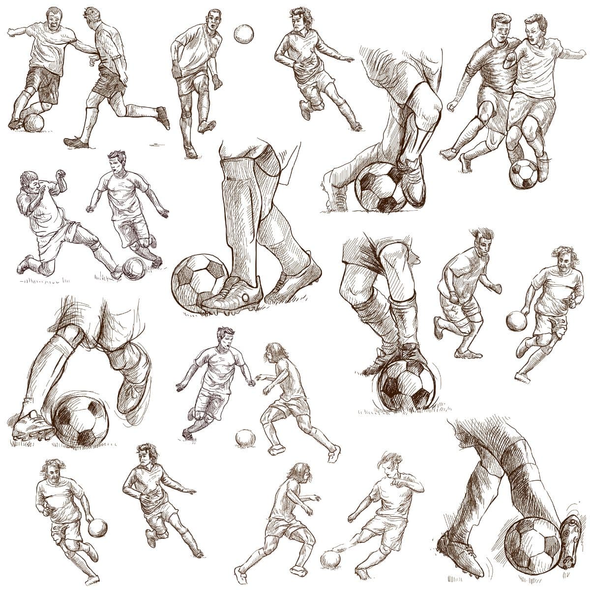 Football Sketch Art Wallpaper Mural pattern detail