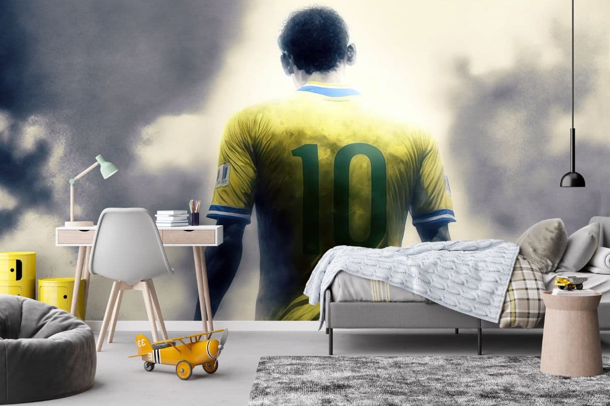 Jersey Number 10 Football Wallpaper shown in a room
