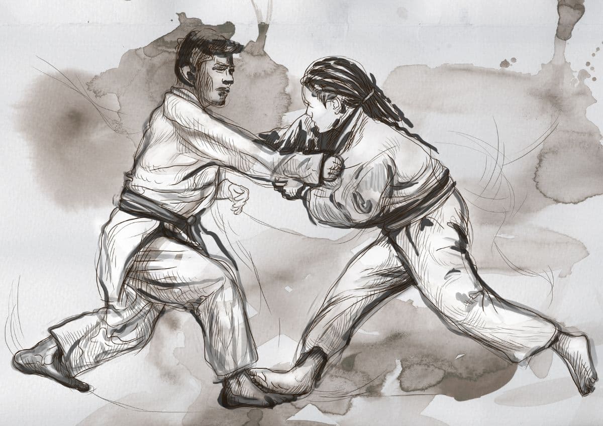 Judo Sketch Art Wallpaper Mural for Wall pattern detail