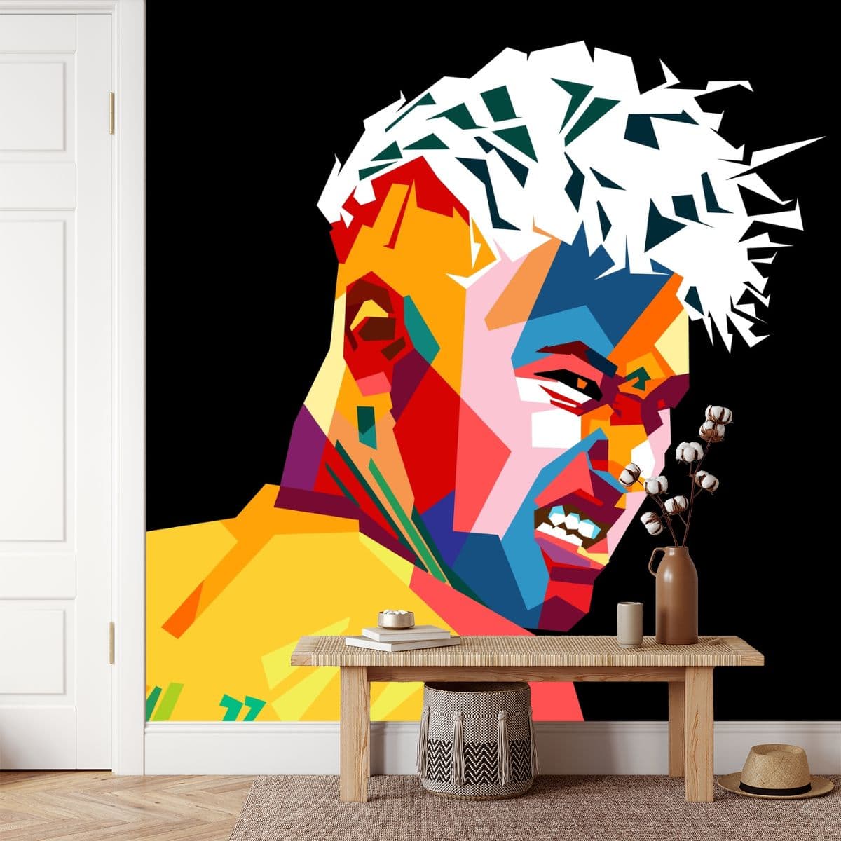 Neymar Jr. Abstract Wall Mural Wallpaper shown in a room