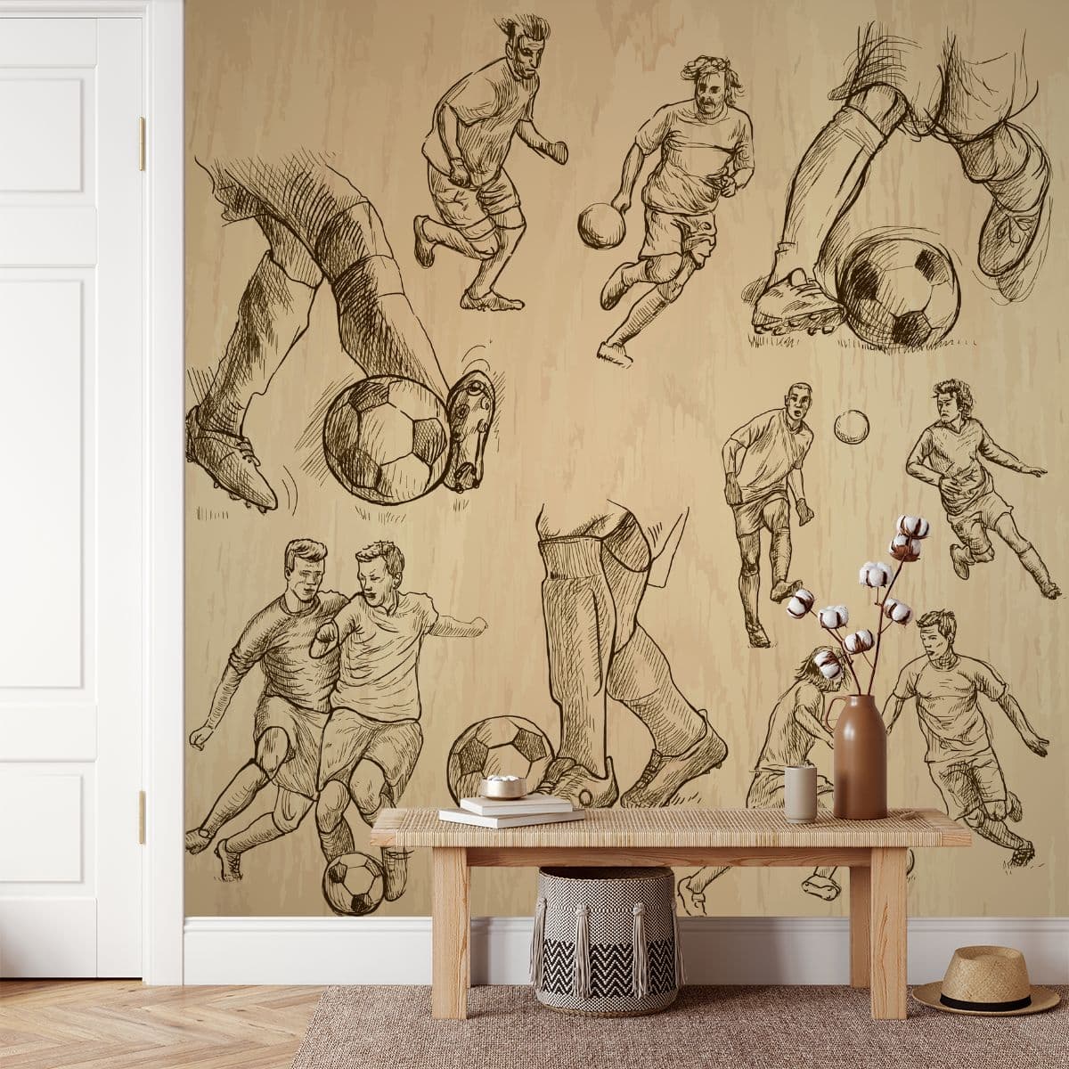 Soccer Game Wallpaper Mural for Wall shown in a room