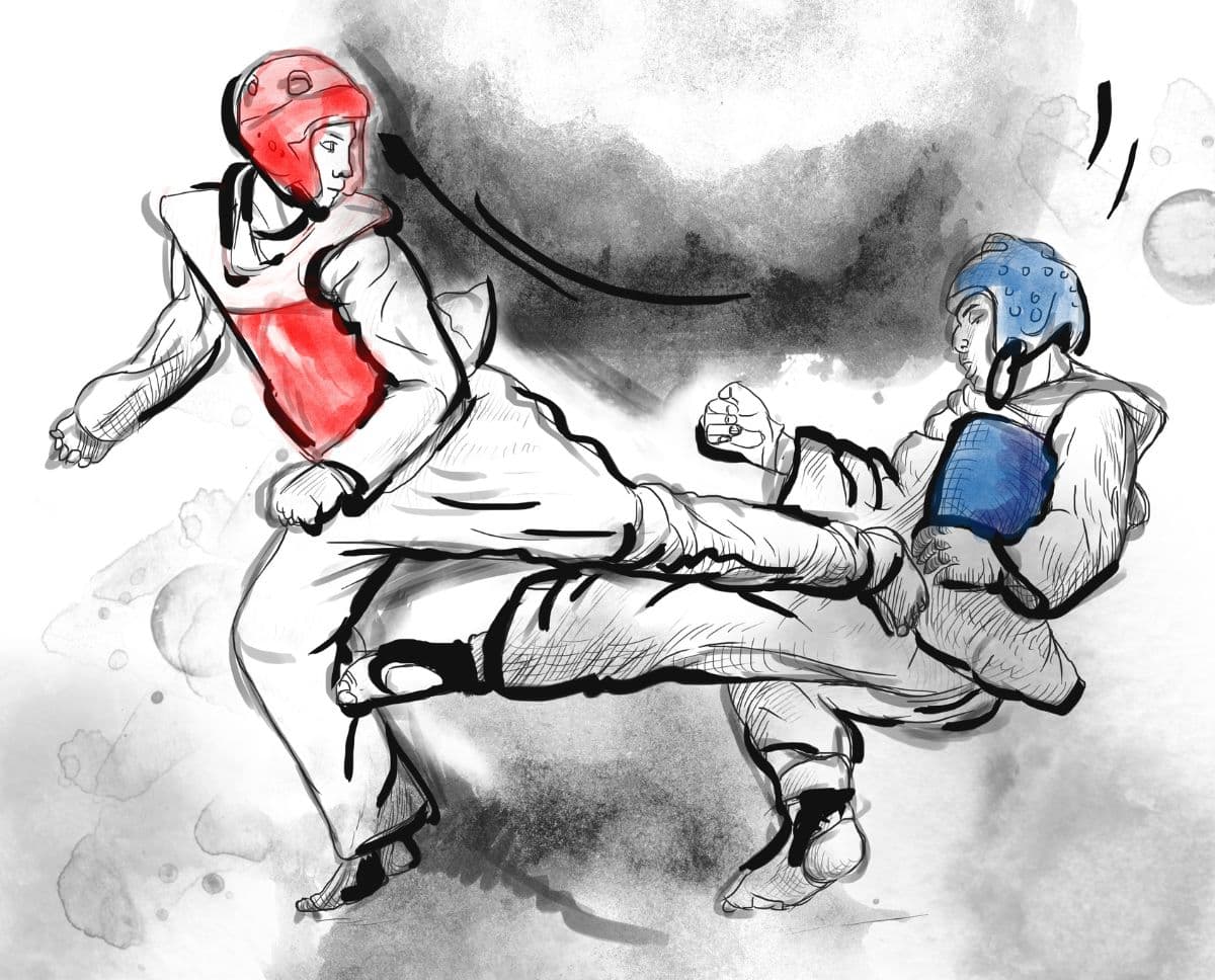 Taekwondo Sketch Art Wallpaper Mural pattern detail
