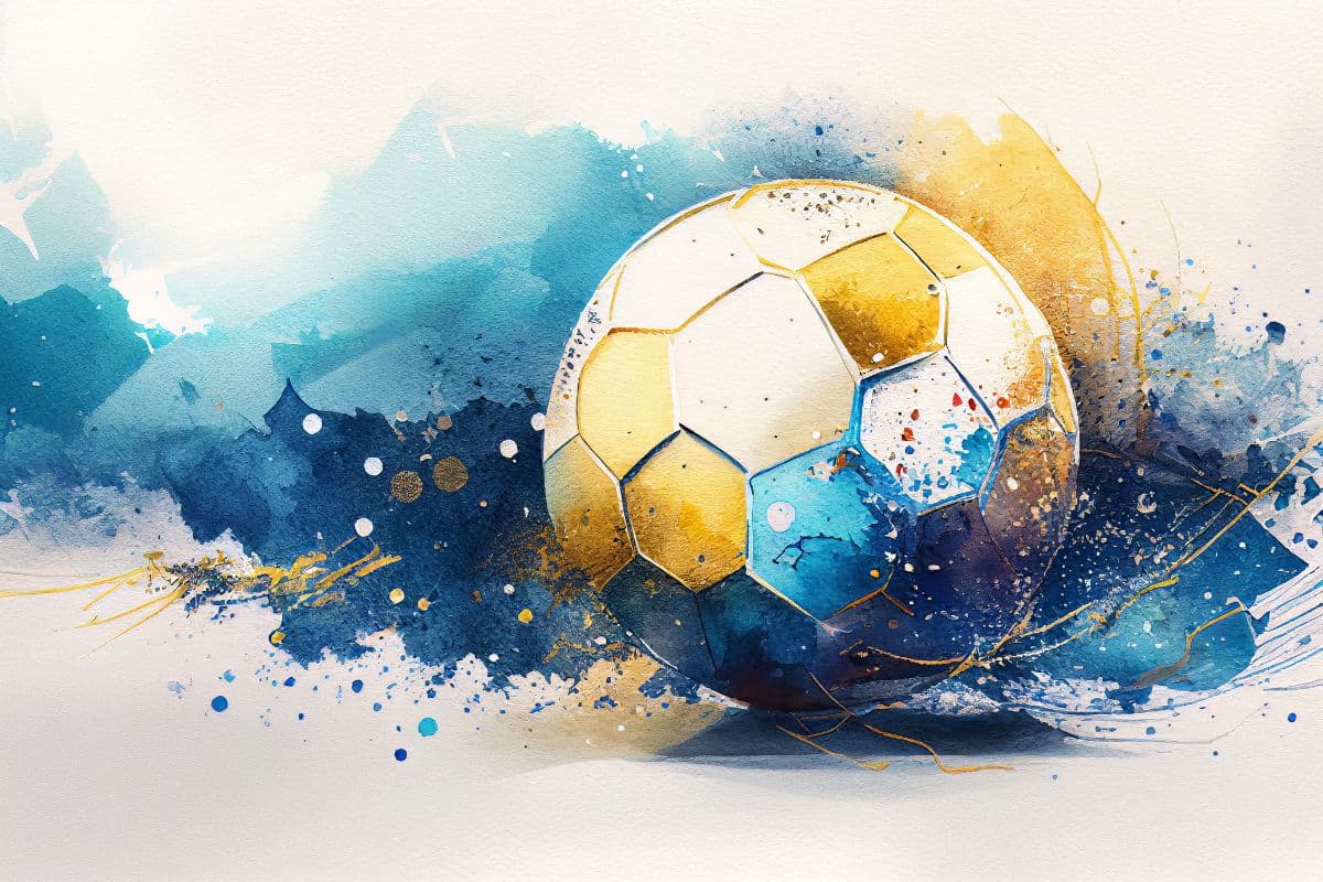 Watercolor Drawing of A Football Wallpaper Mural pattern detail