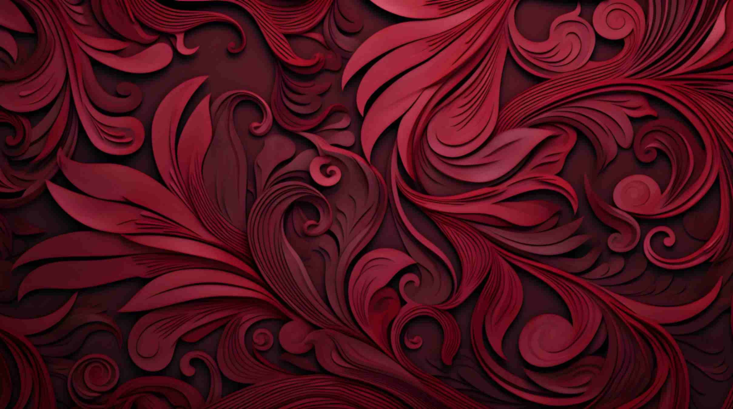 Burgundy Damask Wallpaper Mural pattern detail