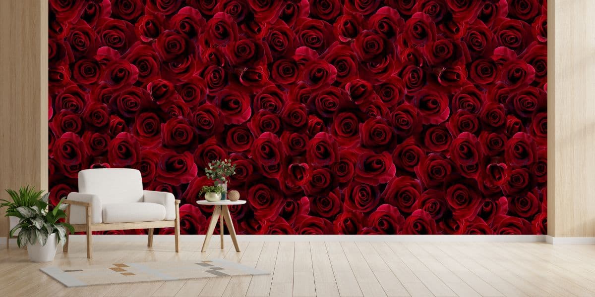 Wallpaper Mural of a Secret Garden of Roses shown in a room