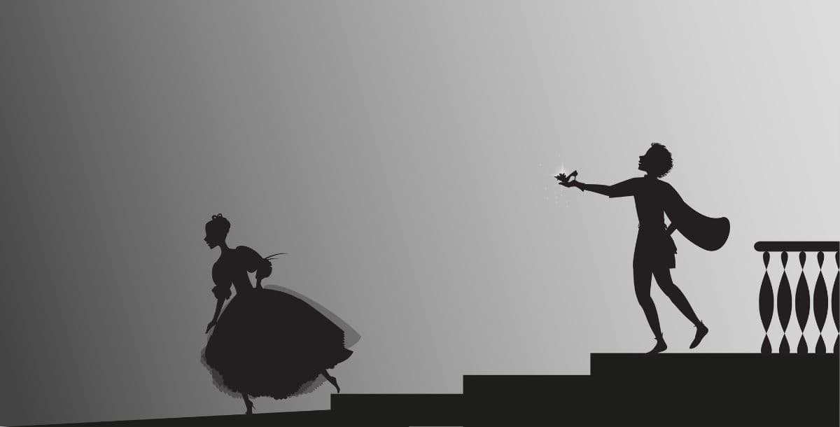 Cinderella and Prince Silhouette Wallpaper Mural pattern detail