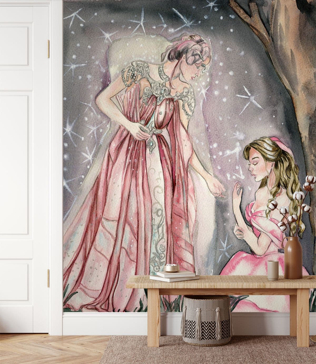 Godmother Helping Cinderella Wallpaper Mural shown in a room
