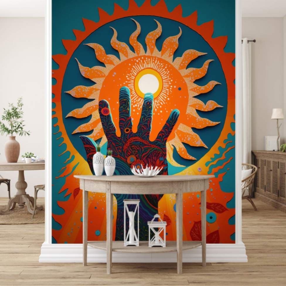 Celestial Cohesion Wallpaper for Wall shown in a room
