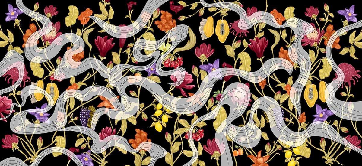 Blossom Bliss Mural Wallpaper, Customized pattern detail