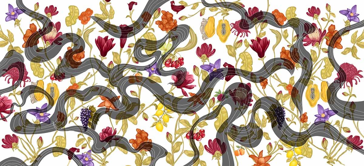 Pushp Kala, Floral Harmony Mural Wallpaper, Customized pattern detail