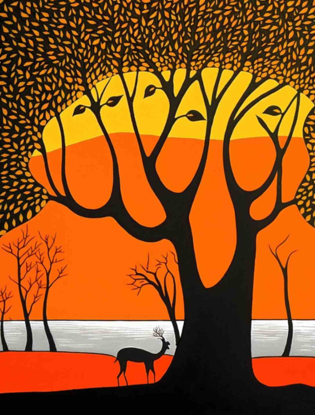 Wild Wisp Gond Art Wallpaper Mural pattern detail