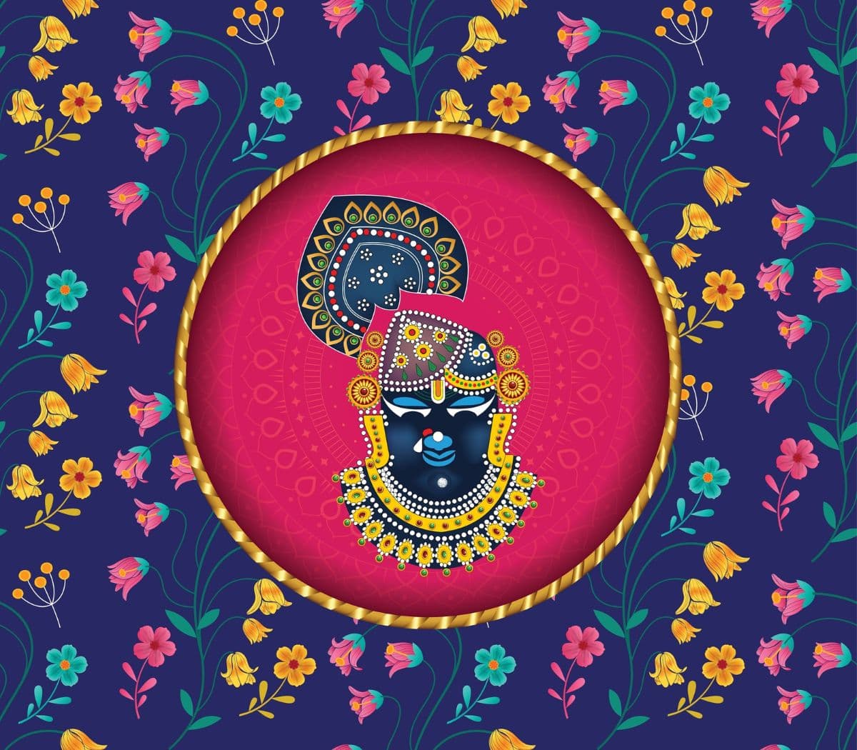 Lord Shreenathji Nathdwara Wallpaper Mural pattern detail