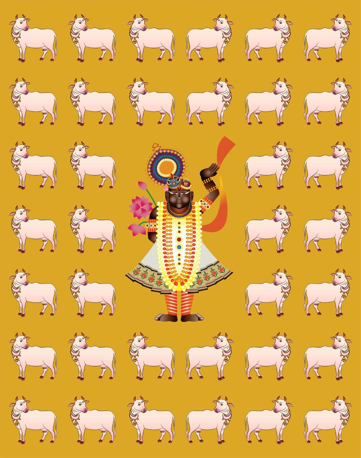 Shreenathji Pichwai Wallpaper Mural pattern detail