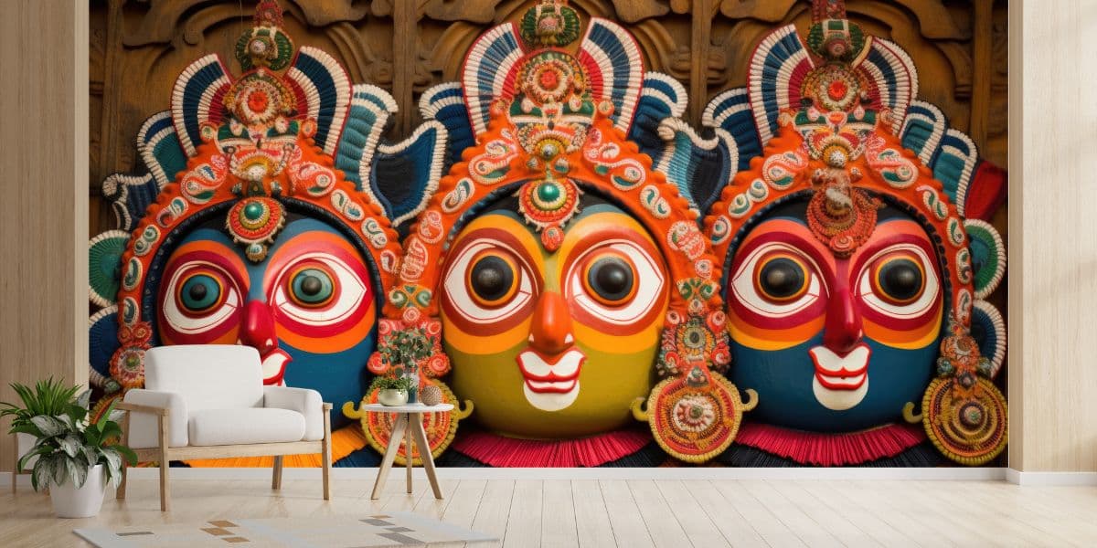 Shri Jagannath Rath Yatra Wallpaper Mural shown in a room