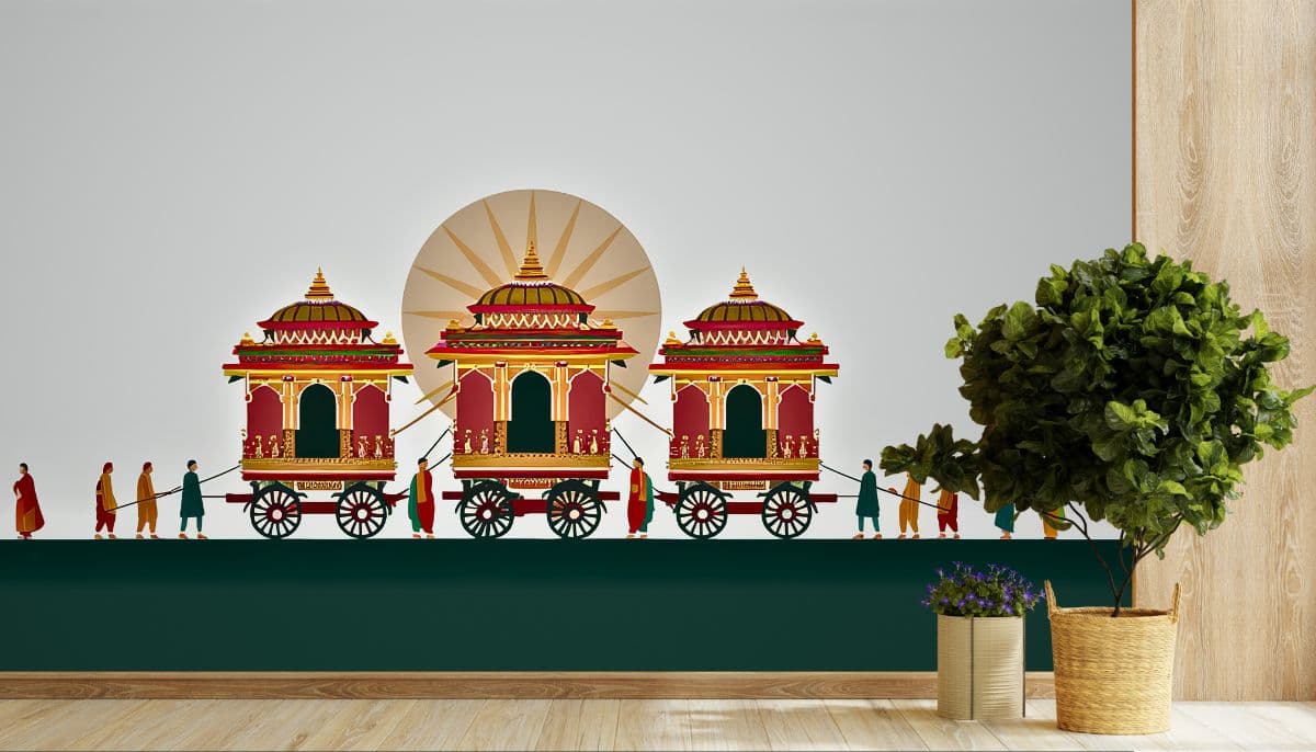 Orissa Shri Jagannatha Ji Rath Yatra Wallpaper Mural shown in a room