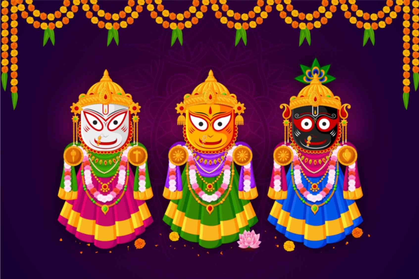 Wallpaper Mural of Shri Jagannath Balabhadra Subhadra Ratha Yatra pattern detail