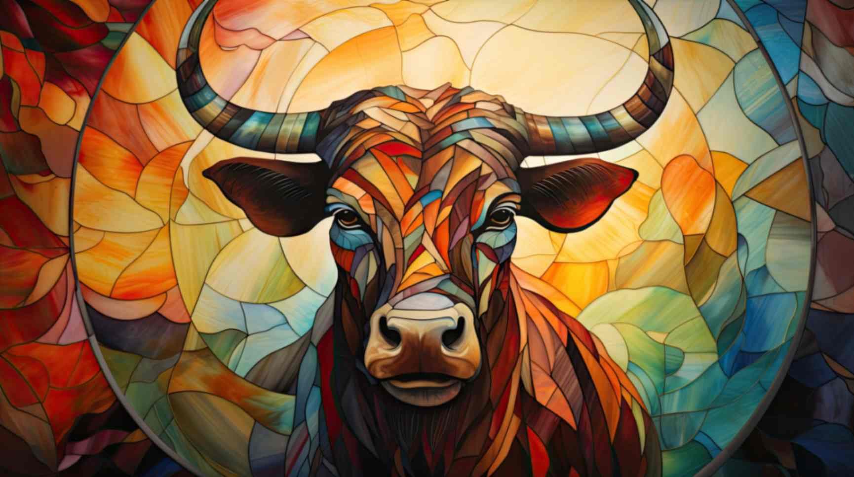 Radiant Mosaic Cow Wallpaper Mural pattern detail