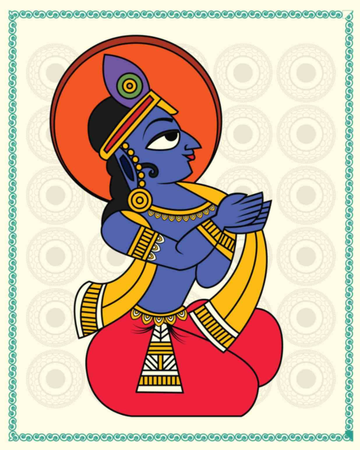 Divine Shri Krishna Ji Wallpaper Mural pattern detail