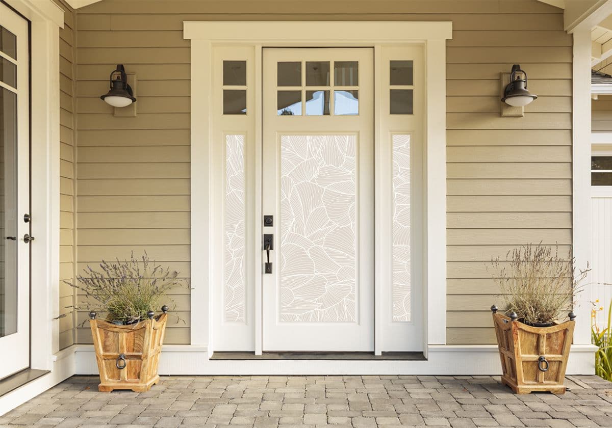 Elegant Floral Pattern Wallpaper for Door shown in a room