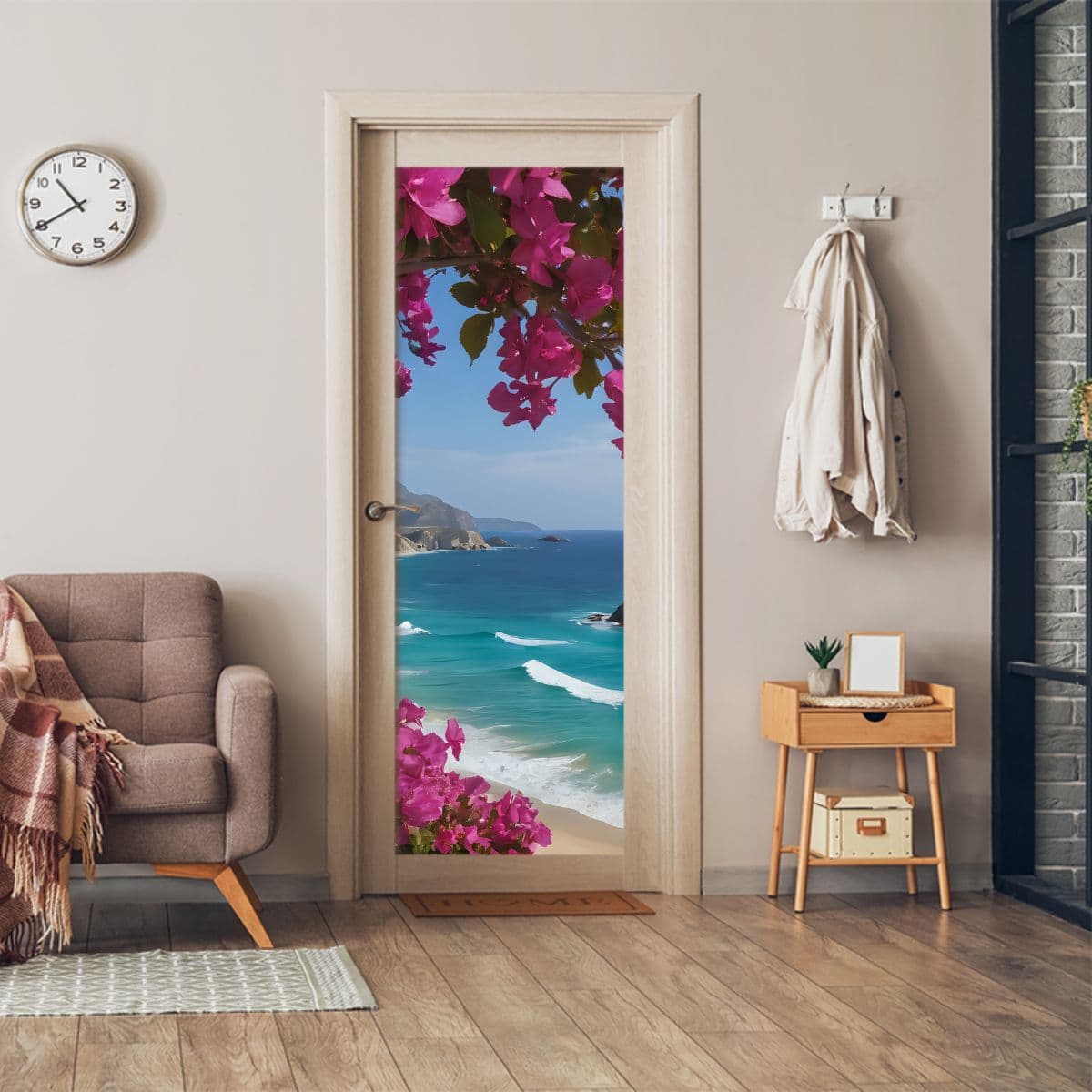 Floral Beach View Wallpaper Mural shown in a room