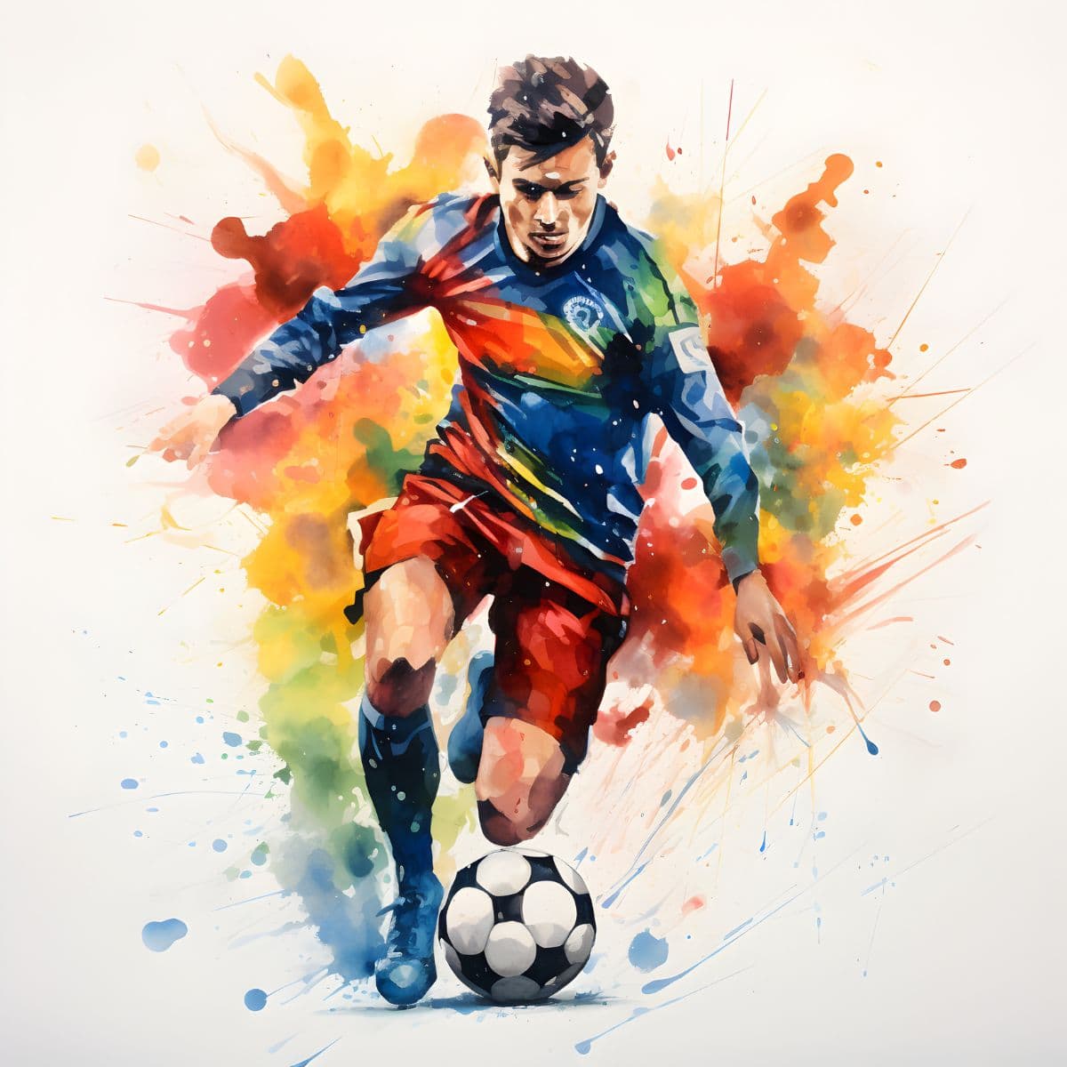 Football Player Painting Wallpaper for Door pattern detail