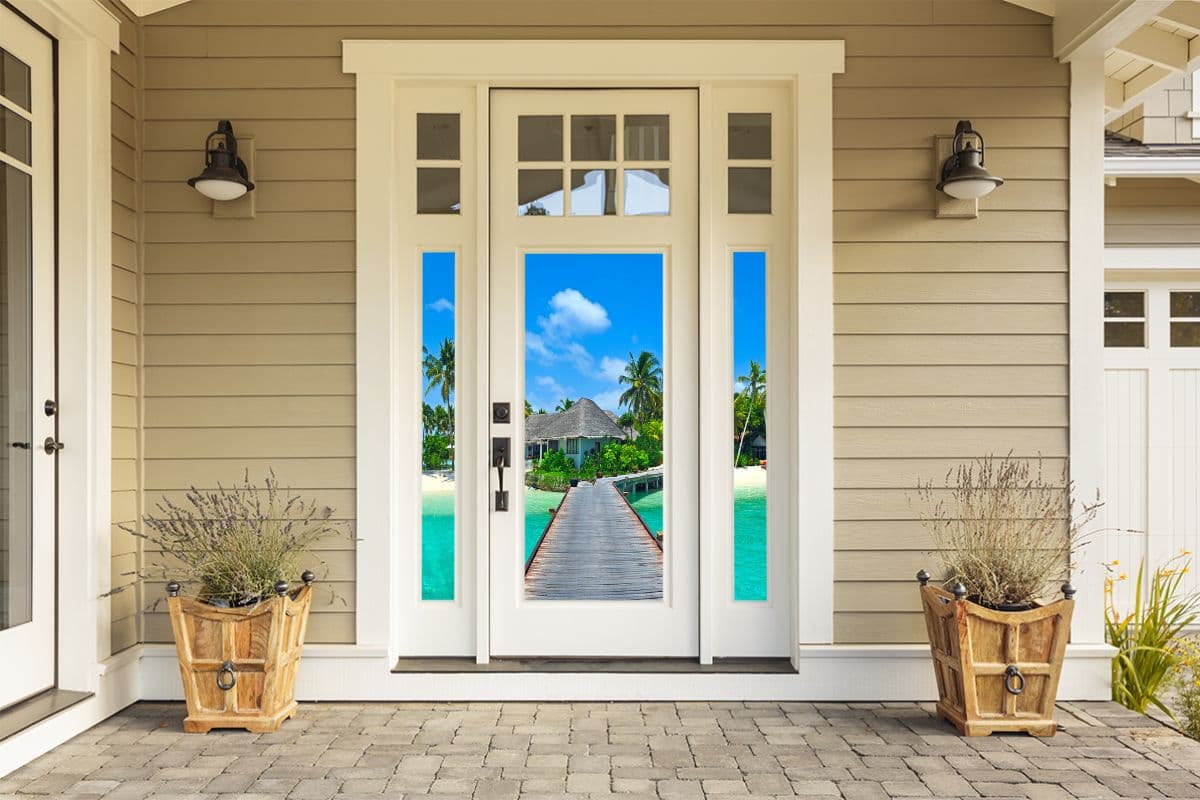 Holiday Island Wallpaper Mural Door Wallpaper shown in a room