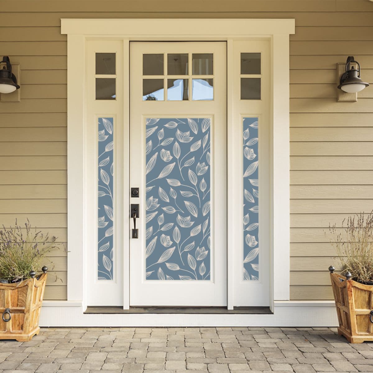 Luxury Leaves Pattern Wallpaper Mural for Door shown in a room