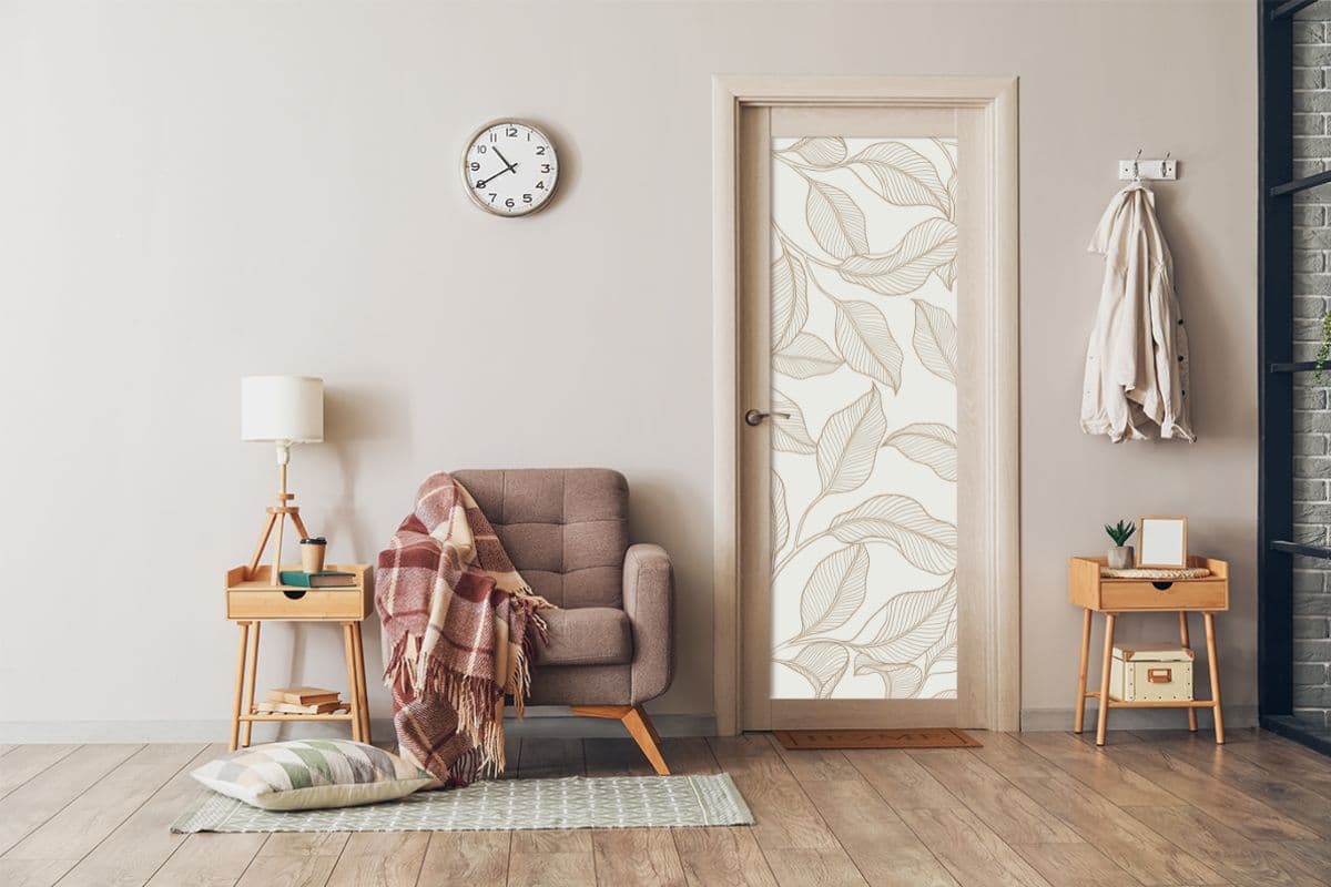 Modern Leaves Pattern Wallpaper Mural shown in a room