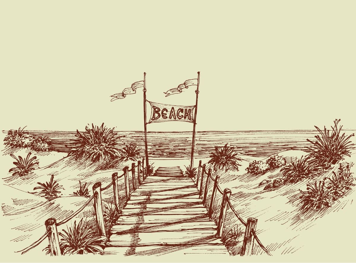 The Beach Scenery Wallpaper Mural pattern detail