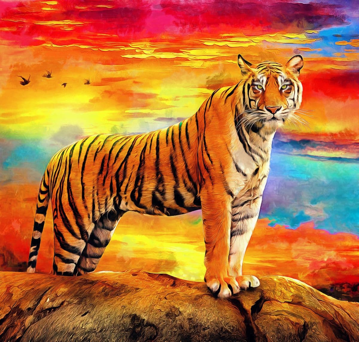 Tiger Painting Wallpaper Mural pattern detail
