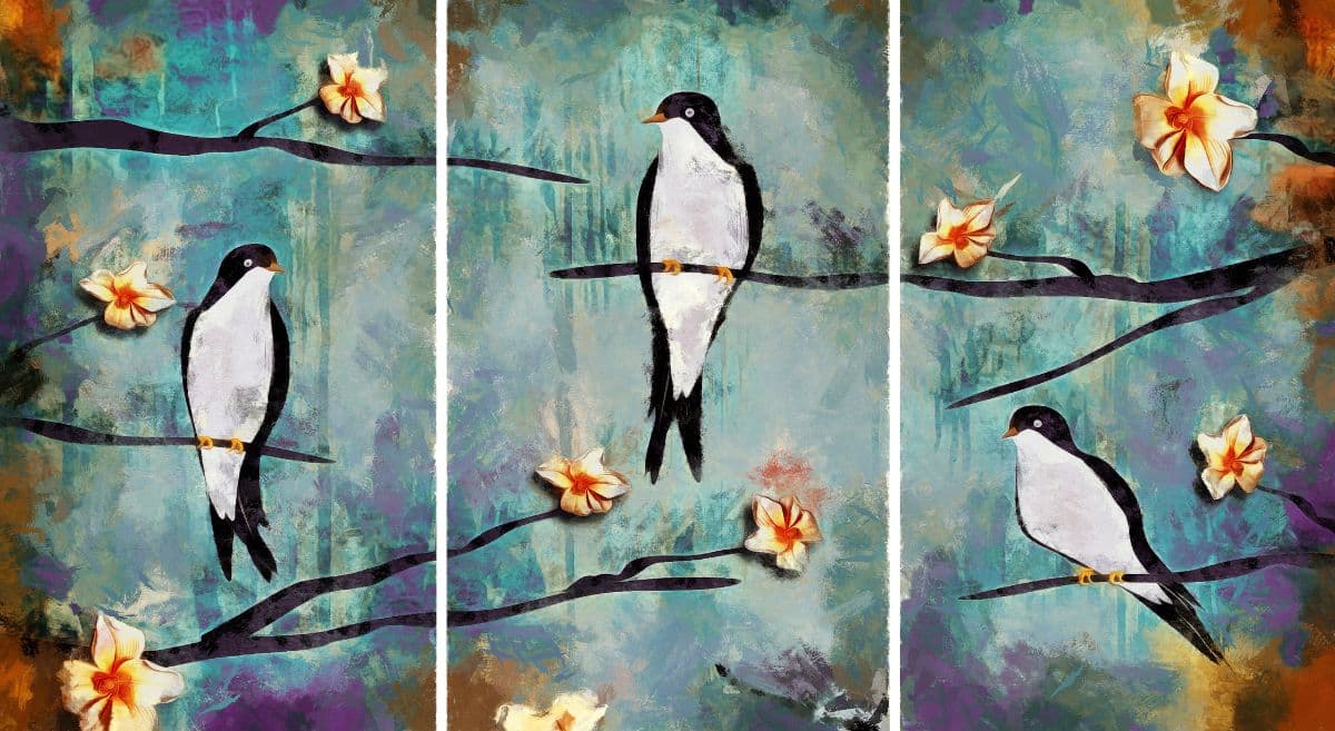 Swallow Painting Wallpaper Mural pattern detail