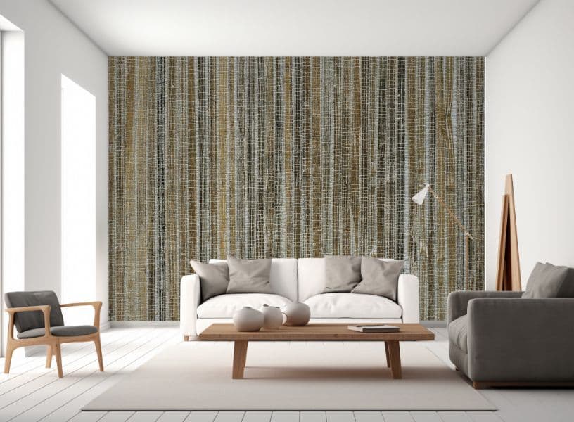 Natural Grasscloth Texture Rustic Vintage Wallpaper shown in a room