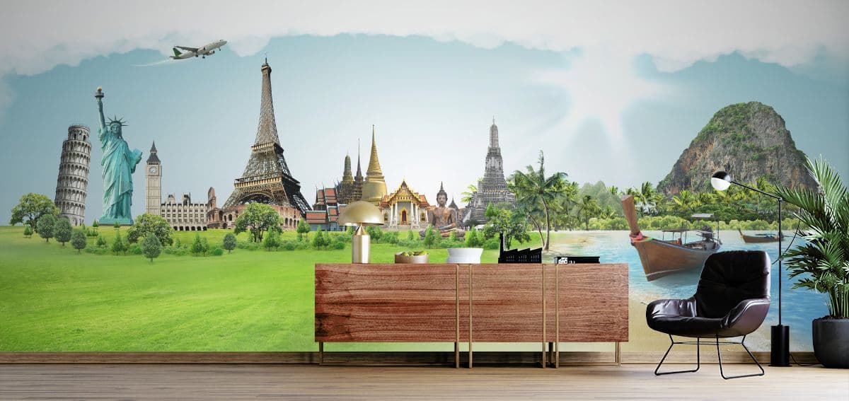 Wanderlust Dream Wallpaper Mural for Wall shown in a room