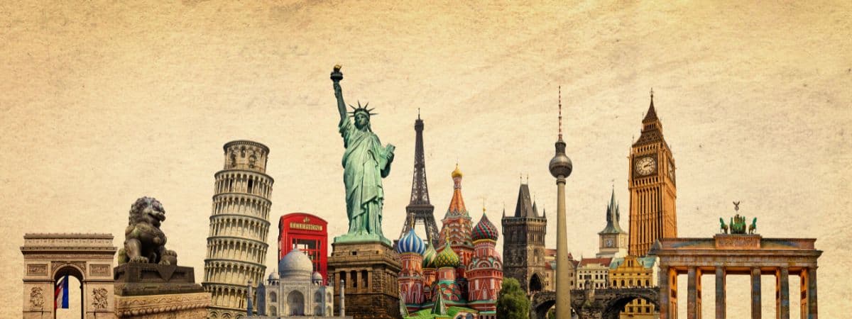 Worlds Iconic Places Wallpaper for Wall pattern detail
