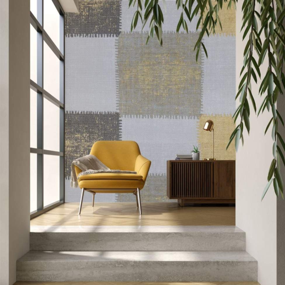Grass Cloth Texture Wall Mural Wallpaper shown in a room