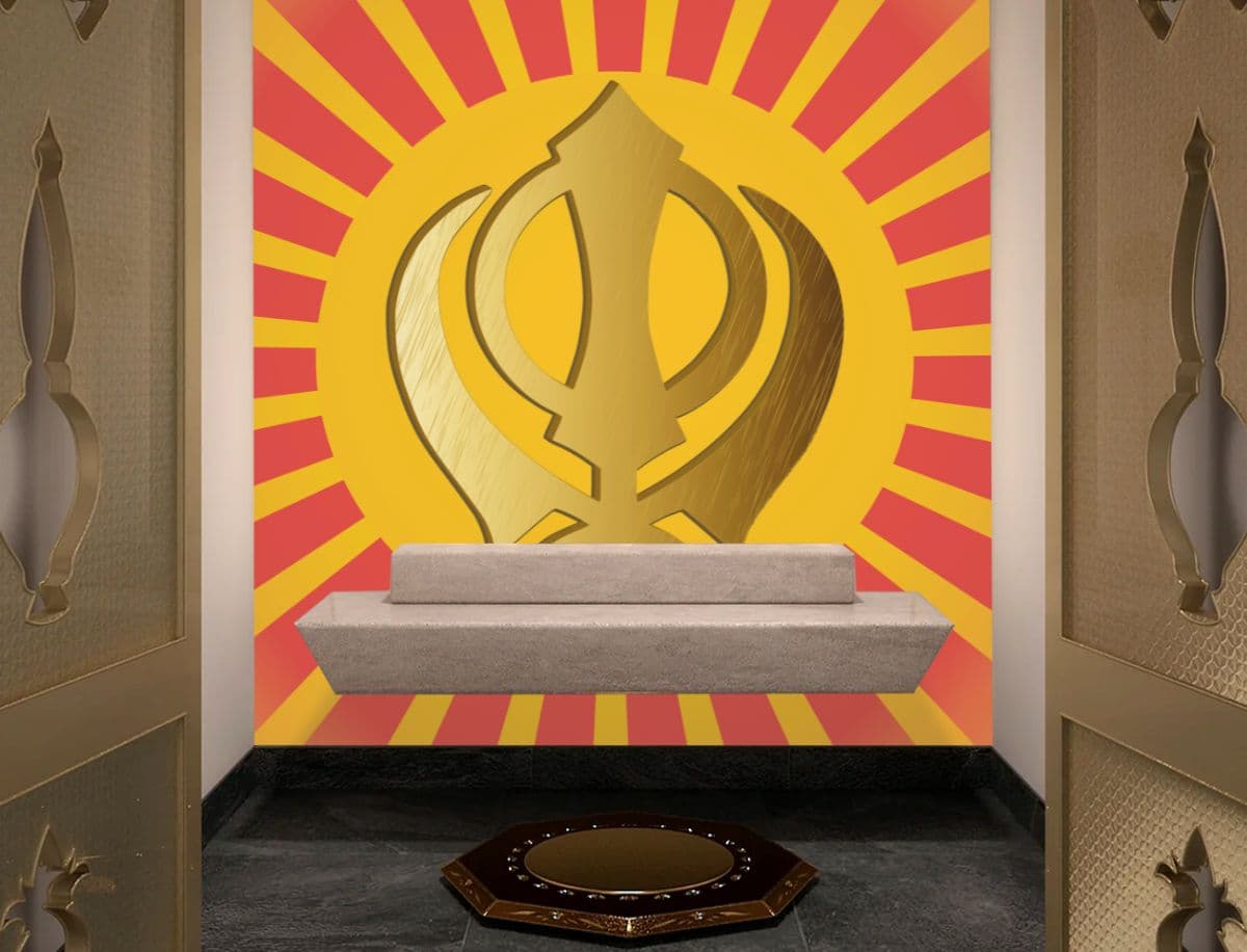 Khanda Sikh Symbol Wallpaper for Wall shown in a room