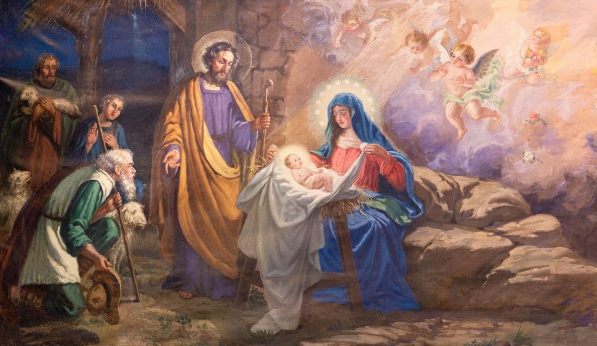 Birth of Jesus Wallpaper Mural for Wall pattern detail