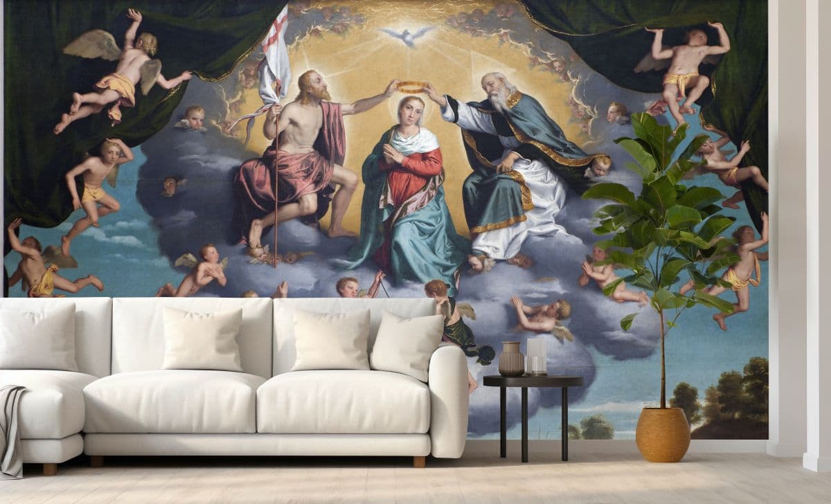 Coronation of Virgin Mary Wallpaper for Wall shown in a room