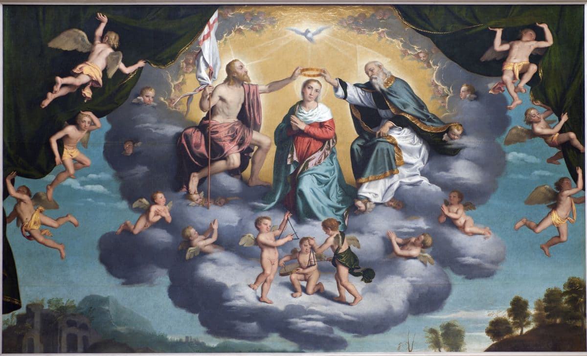 Coronation of Virgin Mary Wallpaper for Wall pattern detail