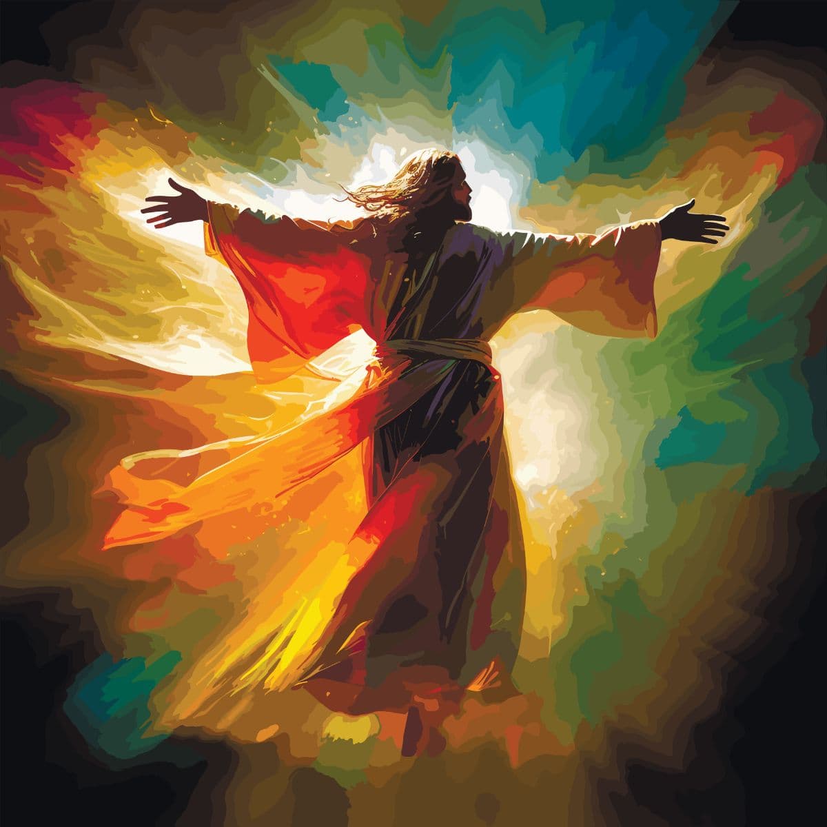 Jesus Abstract Painting Wallpaper Mural for Wall pattern detail