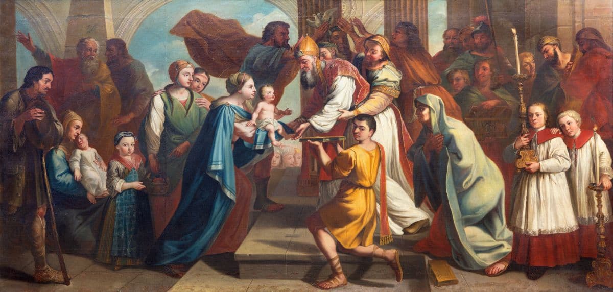 Presentation of Jesus Painting Wallpaper Mural pattern detail
