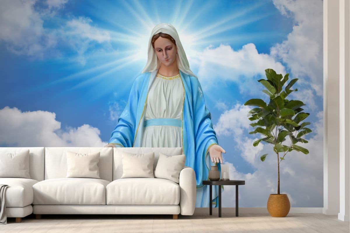 Virgin Mary Wallpaper for Wall shown in a room