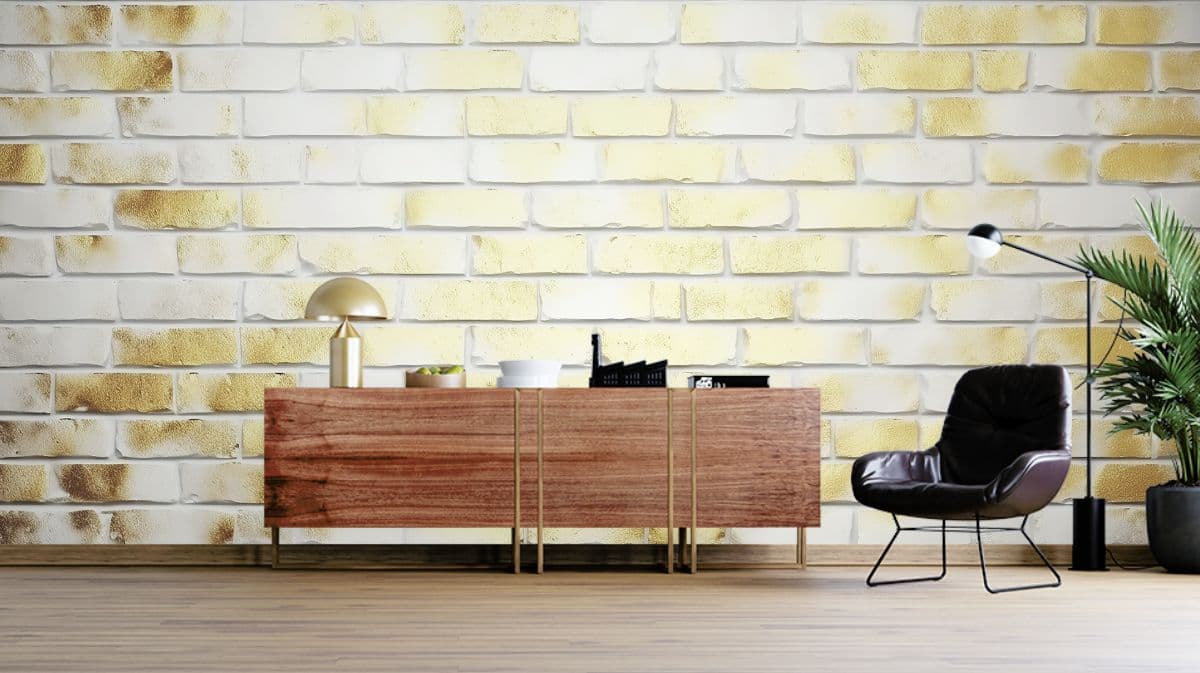 Gleaming Brick Grandeur Wallpaper Mural shown in a room