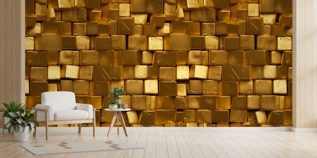 Golden Age Walls Brick Wallpaper Mural shown in a room