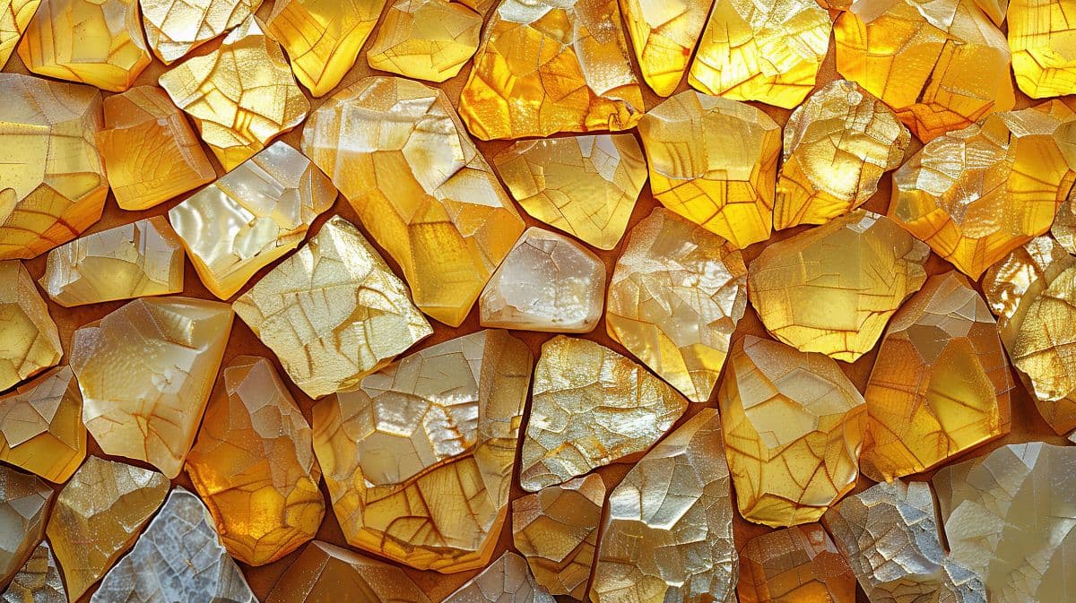 Golden Glass Pieces Artwork Wallpaper Mural pattern detail